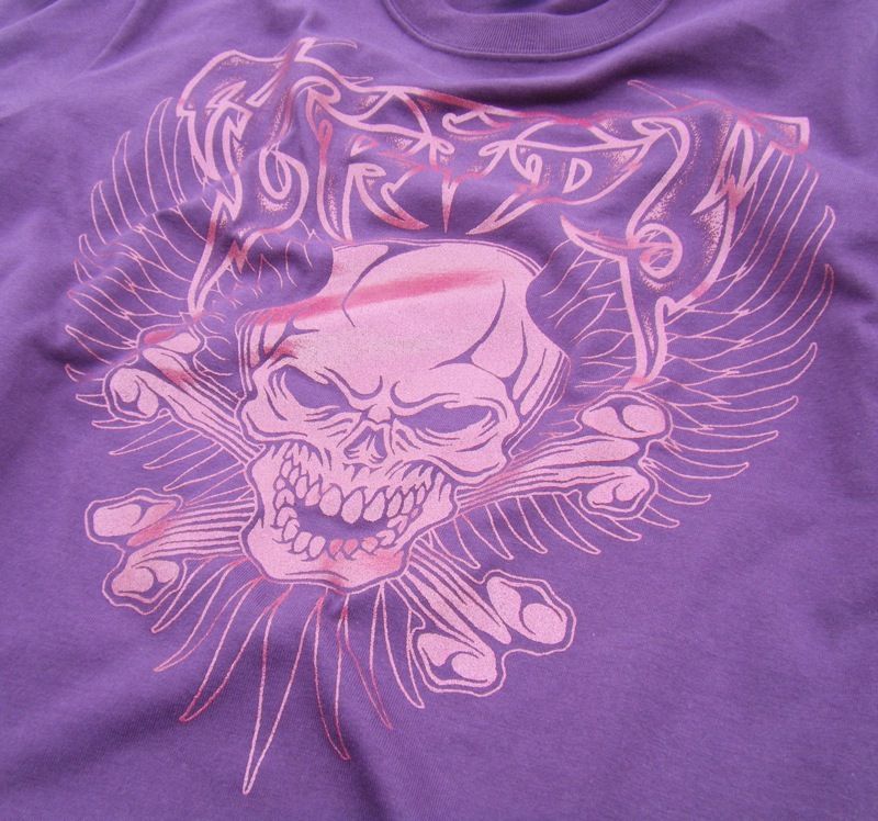 画像: HBC/"Wing Skull" Tee (Purple x Metalic Pink)