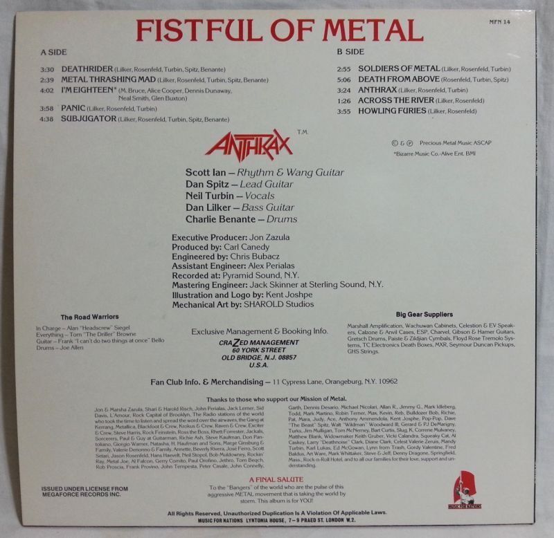 画像: ANTHRAX/ Fistful Of Metal[LP]