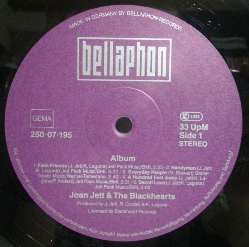 画像: JOAN JETT & THE BLACKHEARTS/ Album[LP]