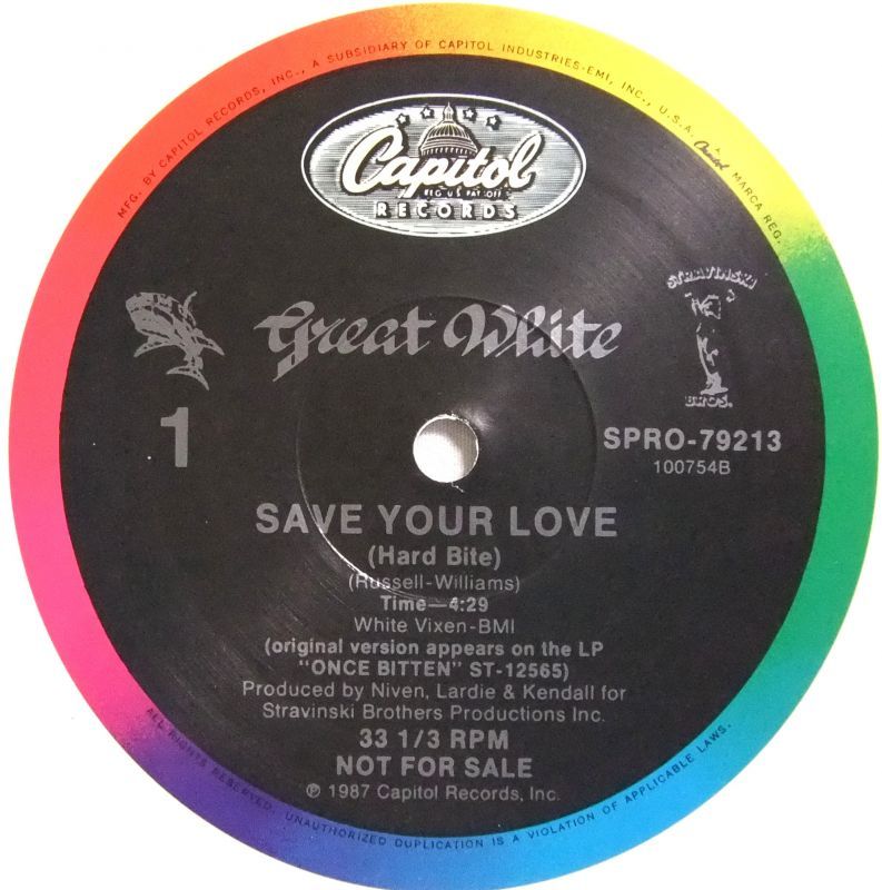画像: GREAT WHITE/ Save Your Love(New Rock Radio Remix)(Limited White Vinyl)[12'']